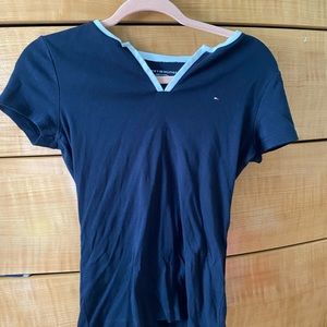 The collar shirt is and XS and the other one is a S.